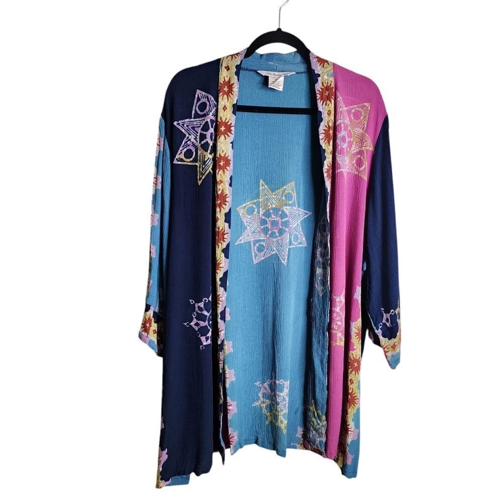 Ulla Popkan kimon mixed print  multicolor oversized floral 3/4 sleeve S-XL